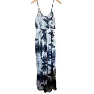 AS BY DF Silk Jumpsuit Sleeveless Abstract Floral V-Neck Wide Leg Small EUC